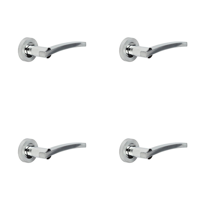 PACK Elegant Polished Chrome Satin Chrome Door Handle Residential Interior Handle