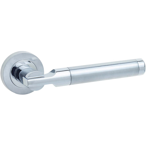 Stylish Lever Rose Door Handle Polished Satin Chrome Finish Interior Handle