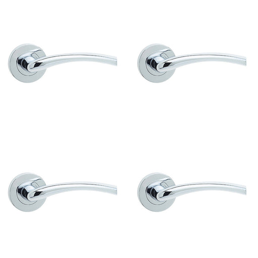 PACK Elegant Polished Chrome Door Handle Rose Modern Interiors Interior Handle