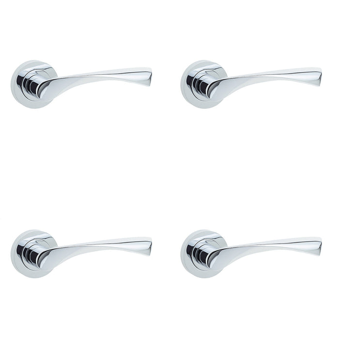 PACK Stylish Polished Chrome Door Handle with Unique Design Interior Handle