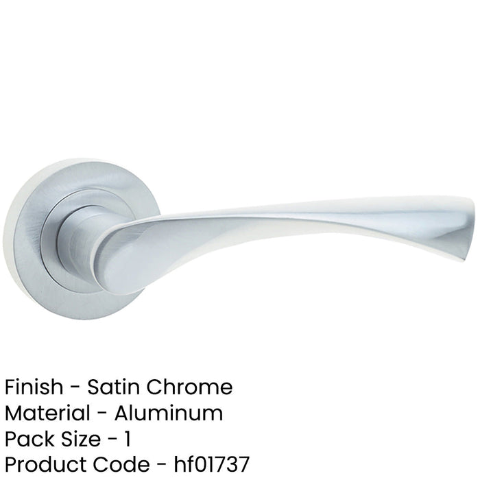 Contemporary Satin Chrome Door Handle Rose with Unique Design Interior Handle-1