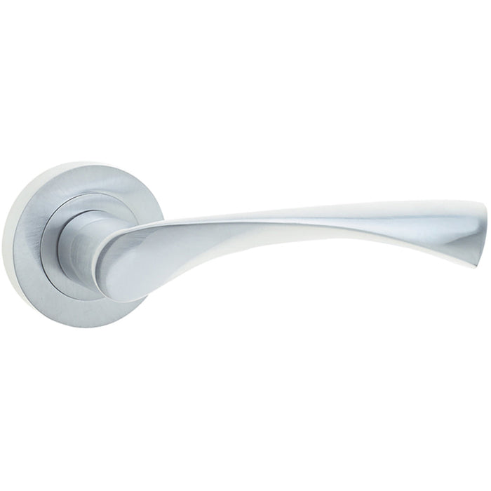 Contemporary Satin Chrome Door Handle Rose with Unique Design Interior Handle