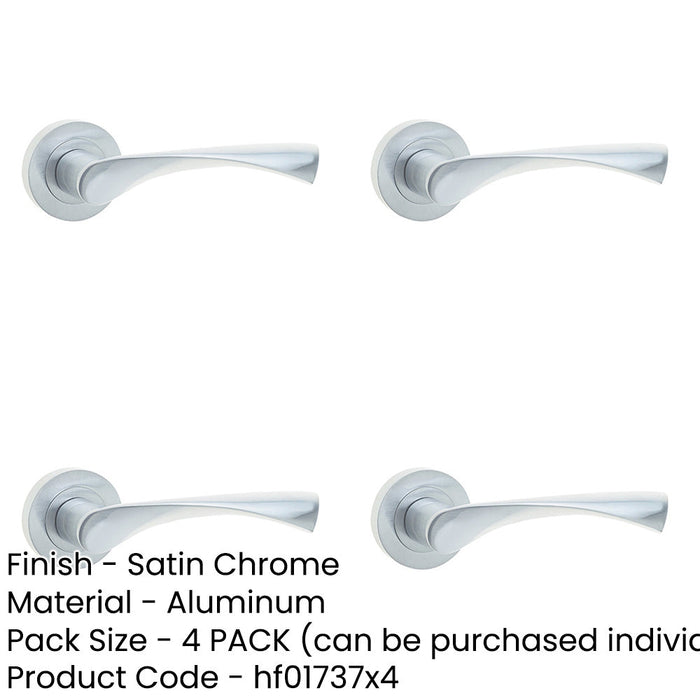 PACK Contemporary Satin Chrome Door Handle Rose with Unique Design Interior Handle-1
