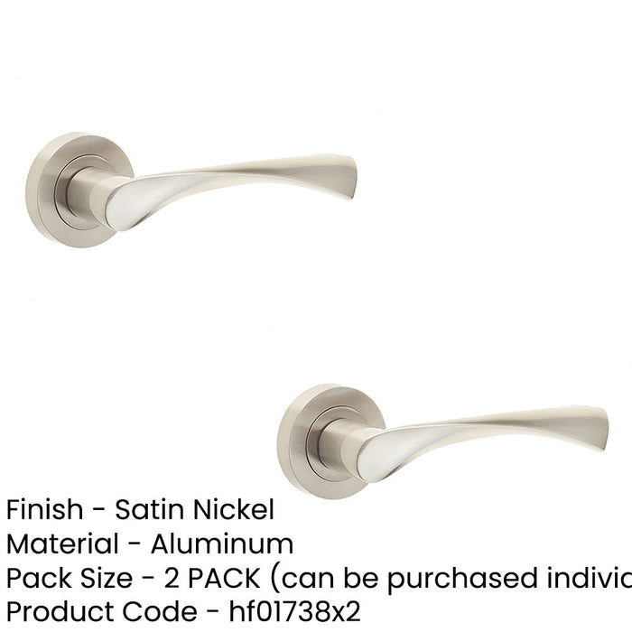PACK Elegant Satin Nickel Door Handle Rose Contemporary Design Interior Handle (1)-1