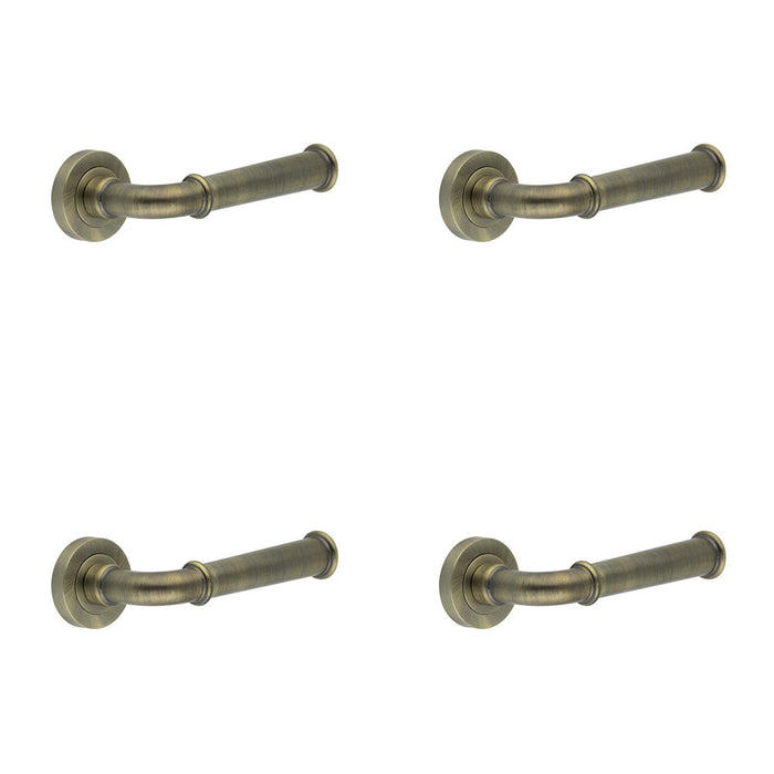 PACK Elegant Classic Antique Brass Lever Door Handle Rose Interior Handle