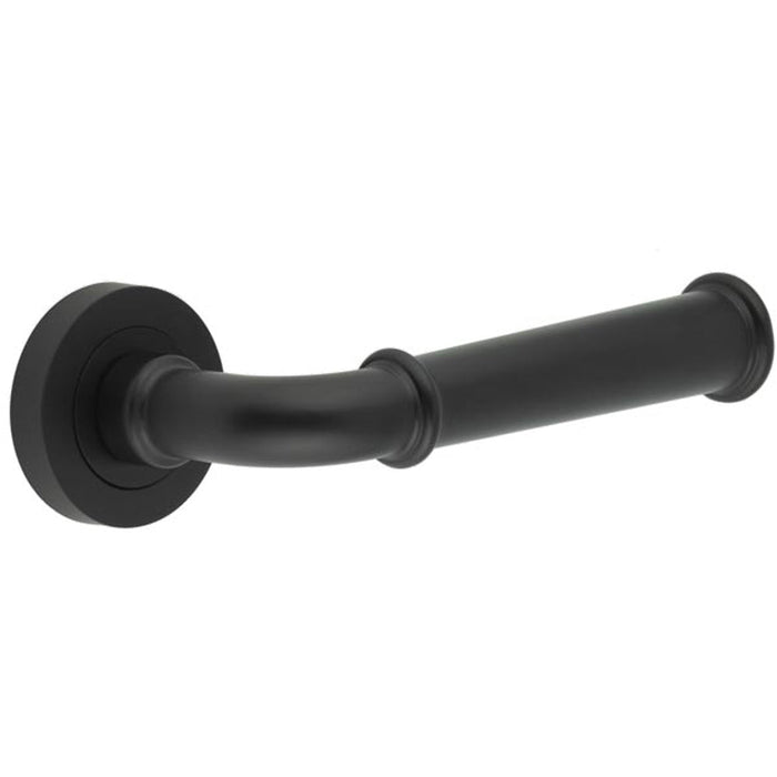 Stylish Classic Matt Black Door Handle with Rose Interior Handle