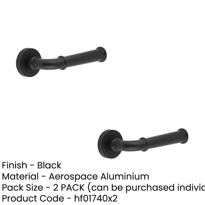 PACK Stylish Classic Matt Black Door Handle with Rose Interior Handle (1)-1