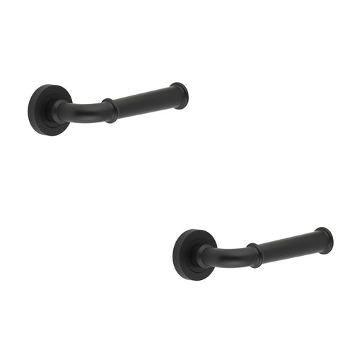 PACK Stylish Classic Matt Black Door Handle with Rose Interior Handle (1)