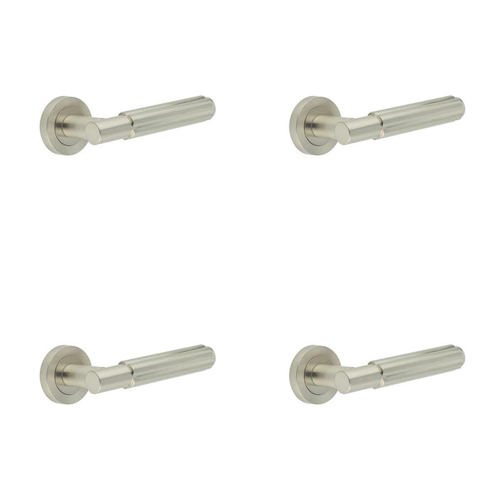 PACK Elegant Satin Nickel Lever Rose Handle Doors Interior Handle