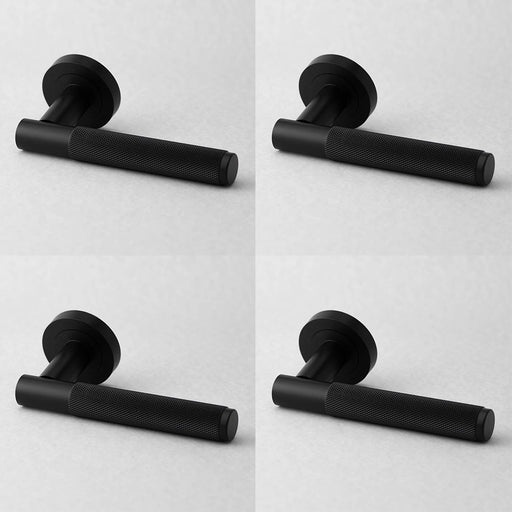 PACK Stylish Black Knurled Door Handle Modern Interiors Interior Handle