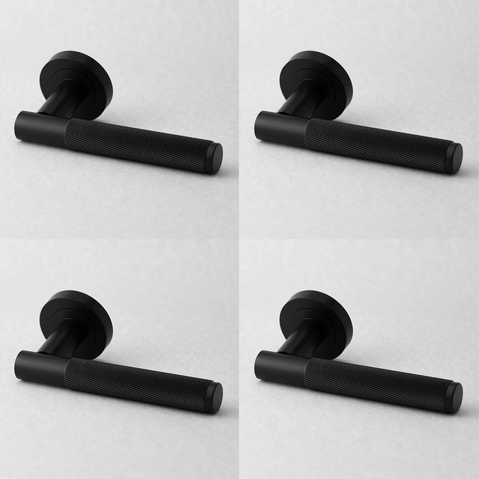 PACK Stylish Black Knurled Door Handle Modern Interiors Interior Handle