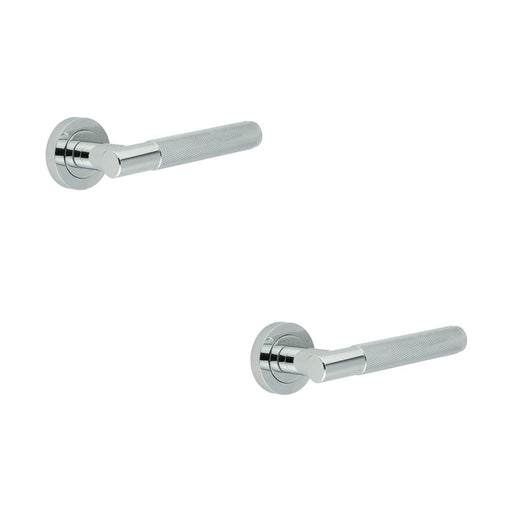 PACK Durable Polished Chrome Knurled Door Handle Stylish Interiors Interior Handle (1)