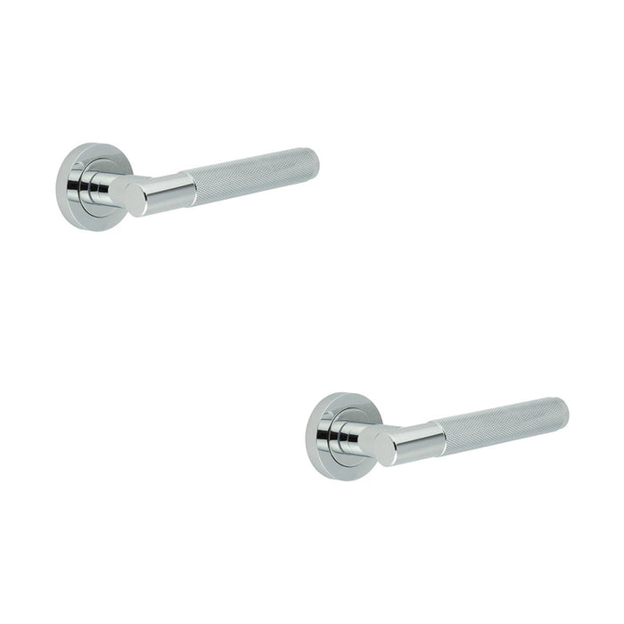 PACK Durable Polished Chrome Knurled Door Handle Stylish Interiors Interior Handle (1)