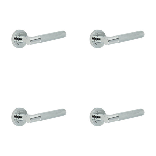 PACK Durable Polished Chrome Knurled Door Handle Stylish Interiors Interior Handle