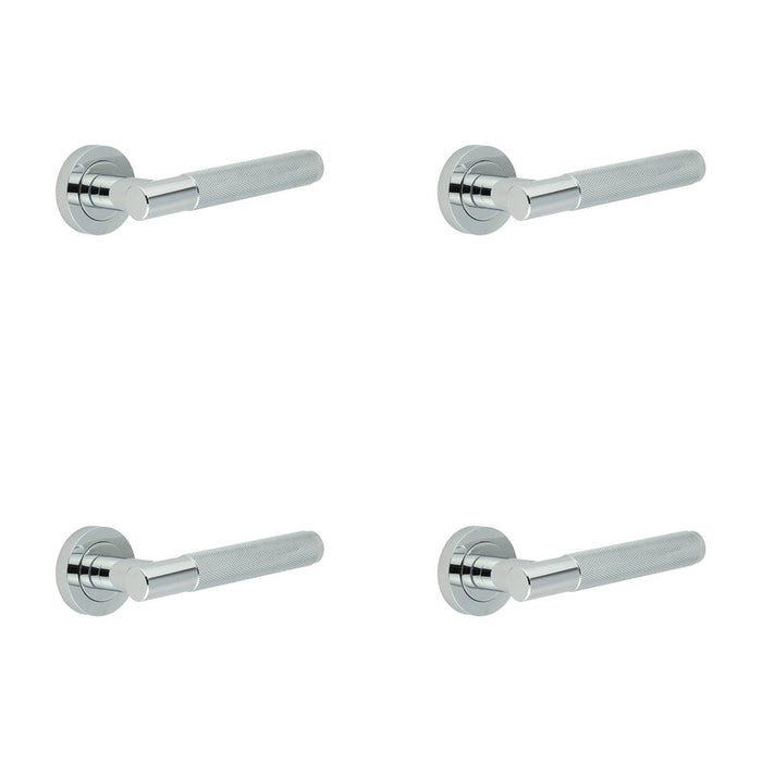 PACK Durable Polished Chrome Knurled Door Handle Stylish Interiors Interior Handle