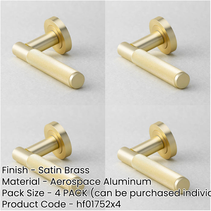 PACK Stylish Knurled Satin Brass Door Handle Modern Interiors Interior Handle-1