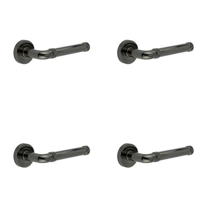 PACK Elegant Black Nickel Door Handle Lever Rose Classic Interiors Interior Handle