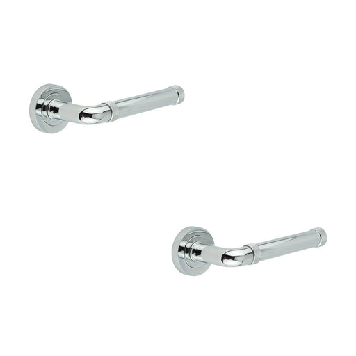 PACK Elegant Polished Chrome Lever Rose Door Handle Modern Interiors Interior Handle (1)