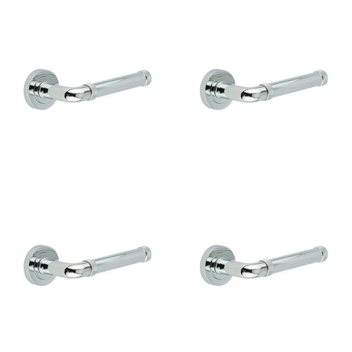 PACK Elegant Polished Chrome Lever Rose Door Handle Modern Interiors Interior Handle