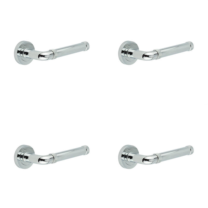 PACK Elegant Polished Chrome Lever Rose Door Handle Modern Interiors Interior Handle