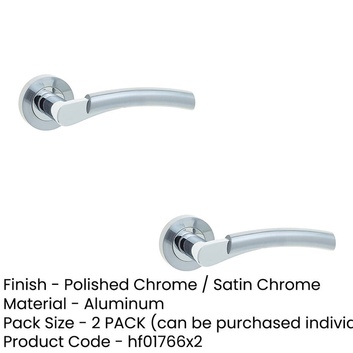 PACK Stylish Polished Chrome/Satin Chrome Door Handle Rose Interior Handle (1)-1