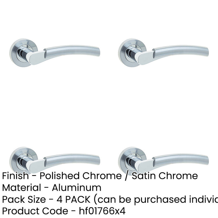 PACK Stylish Polished Chrome/Satin Chrome Door Handle Rose Interior Handle-1