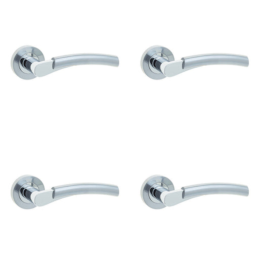 PACK Stylish Polished Chrome/Satin Chrome Door Handle Rose Interior Handle