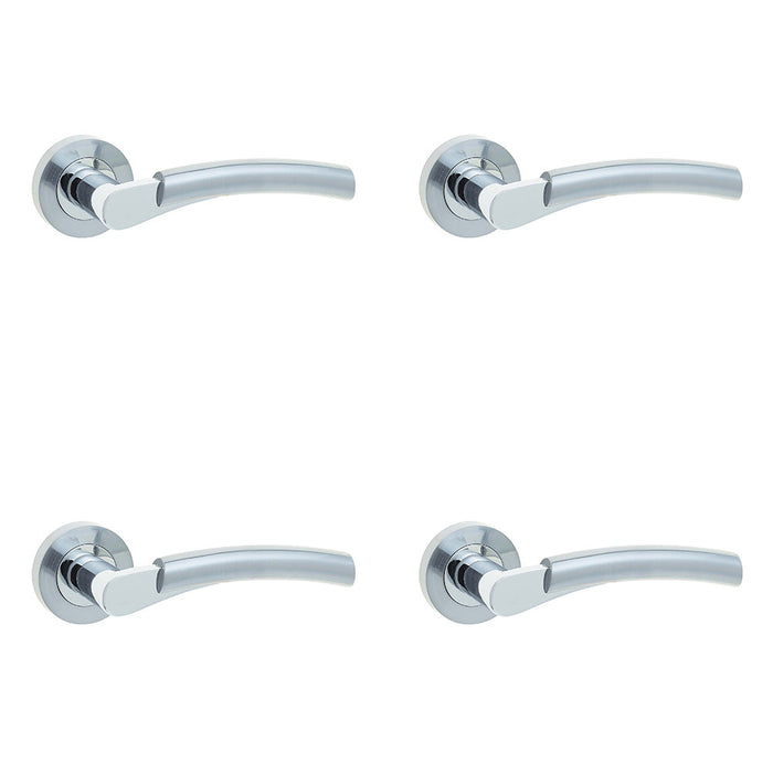 PACK Stylish Polished Chrome/Satin Chrome Door Handle Rose Interior Handle