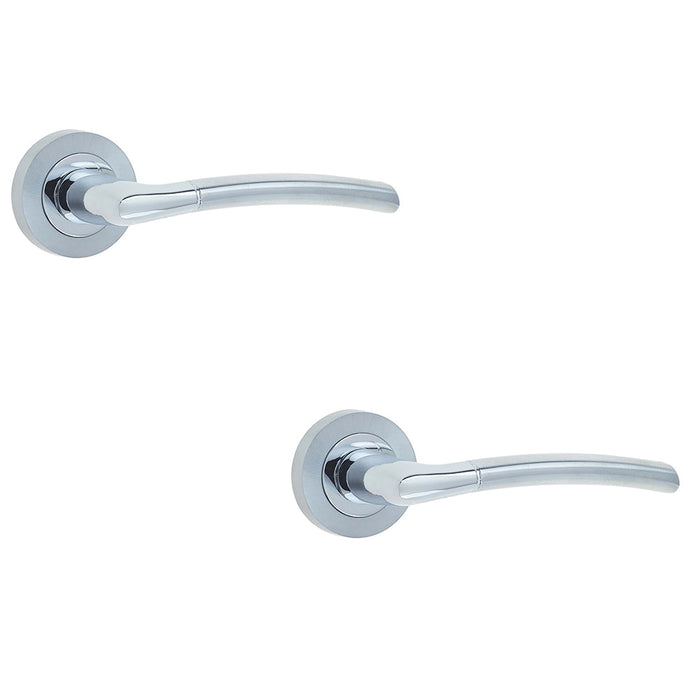 PACK Stylish Door Handle Rose Polished Satin Chrome Finish Interior Handle (1)