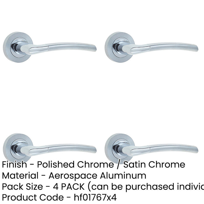 PACK Stylish Door Handle Rose Polished Satin Chrome Finish Interior Handle-1