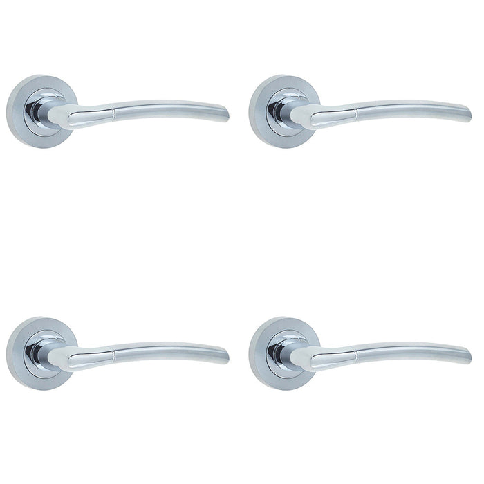 PACK Stylish Door Handle Rose Polished Satin Chrome Finish Interior Handle