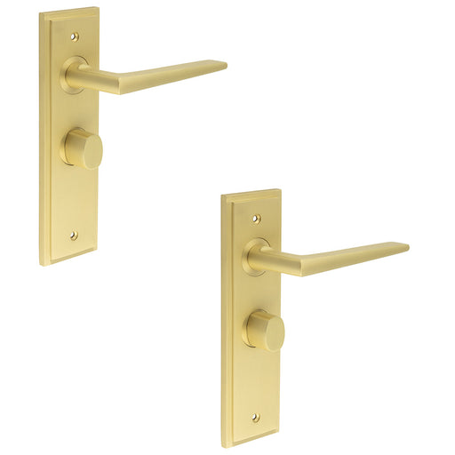 PACK Luxury Satin Brass Bathroom Door Handle with Backplate Turn Release Interior Handle (1)