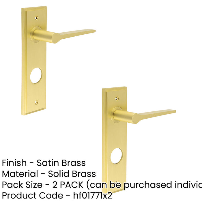 PACK Satin Brass Lever Door Handle with Backplate Modern Bathrooms Interior Handle (1)-1