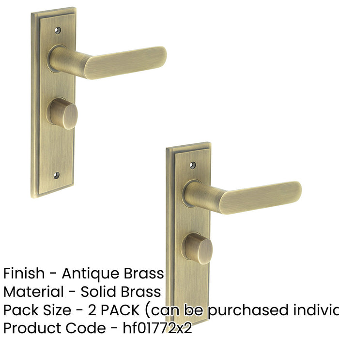 PACK Antique Brass Bathroom Door Handle with Backplate Turn Release Mechanism Interior Handle (1)-1