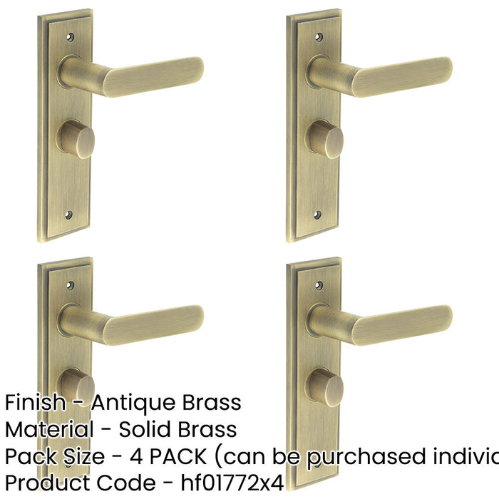 PACK Antique Brass Bathroom Door Handle with Backplate Turn Release Mechanism Interior Handle-1