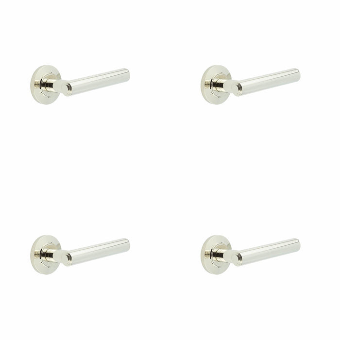 PACK Luxurious Chamfered Rose Door Handle Polished Nickel Interior Handle