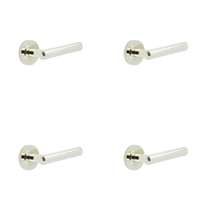 PACK Premium Knurled Rose Door Handle Polished Nickel Interior Handle