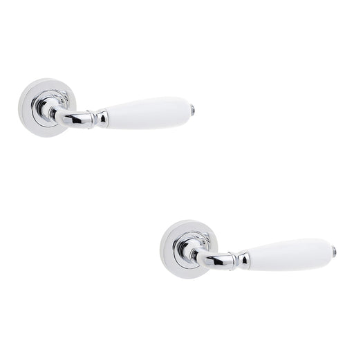 PACK Elegant Polished Chrome Handle with White Porcelain Finish Interior Handle (1)