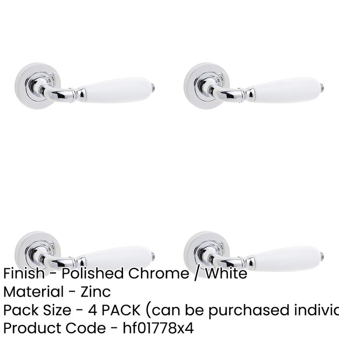 PACK Elegant Polished Chrome Handle with White Porcelain Finish Interior Handle-1