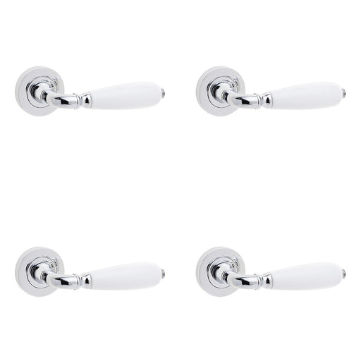 PACK Elegant Polished Chrome Handle with White Porcelain Finish Interior Handle