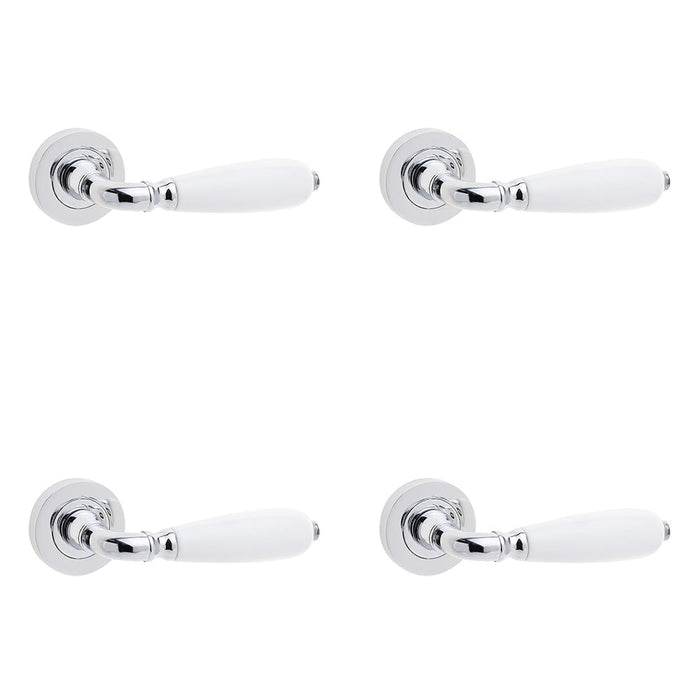 PACK Elegant Polished Chrome Handle with White Porcelain Finish Interior Handle