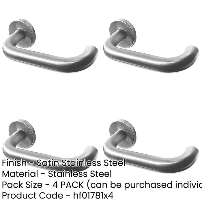 PACK Premium 19mm Satin Stainless Steel Door Handle with Sprung Rose Interior Handle-1