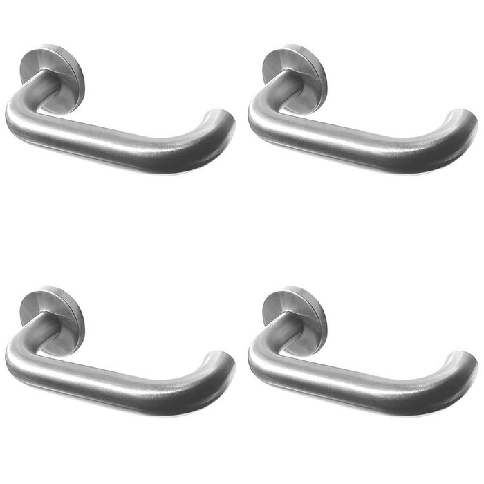 PACK Premium 19mm Satin Stainless Steel Door Handle with Sprung Rose Interior Handle