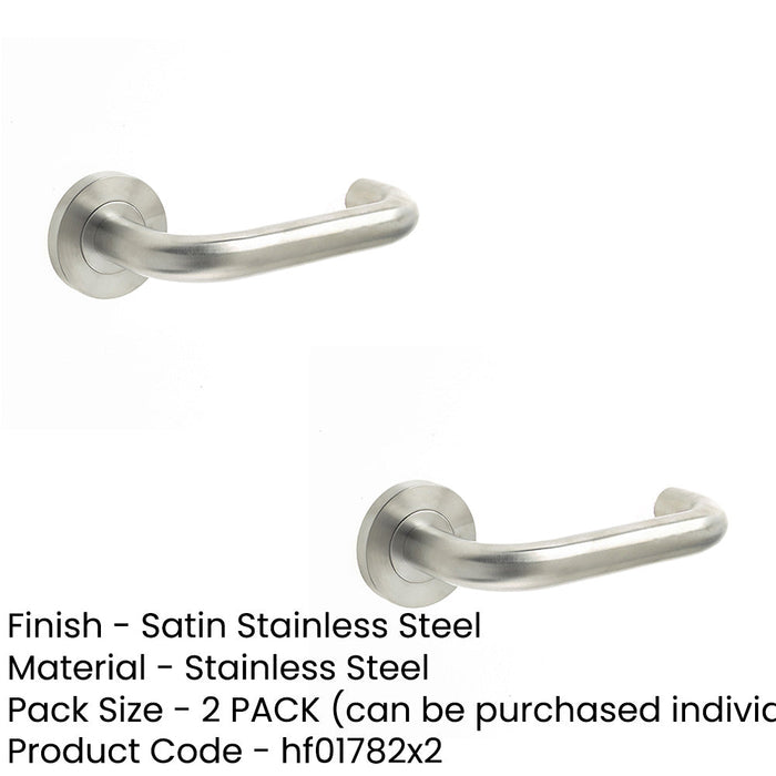 PACK Contemporary 19mm Satin Stainless Steel Door Handle Sprung Rose Interior Handle (2)-1