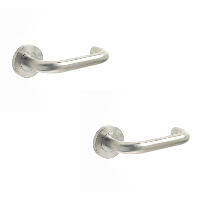 PACK Contemporary 19mm Satin Stainless Steel Door Handle Sprung Rose Interior Handle (2)