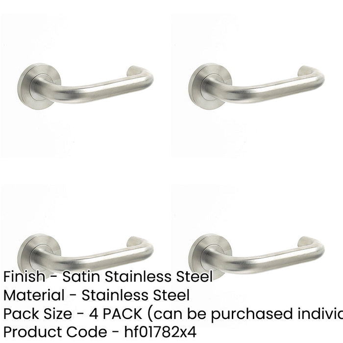 PACK Contemporary 19mm Satin Stainless Steel Door Handle Sprung Rose Interior Handle-1
