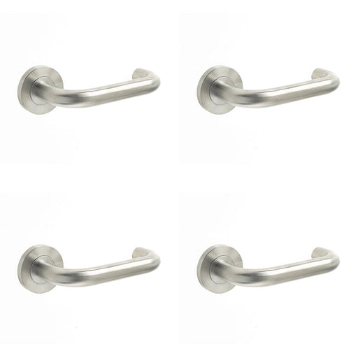 PACK Contemporary 19mm Satin Stainless Steel Door Handle Sprung Rose Interior Handle