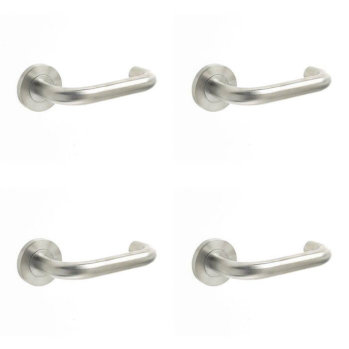PACK Contemporary 19mm Satin Stainless Steel Door Handle Sprung Rose Interior Handle