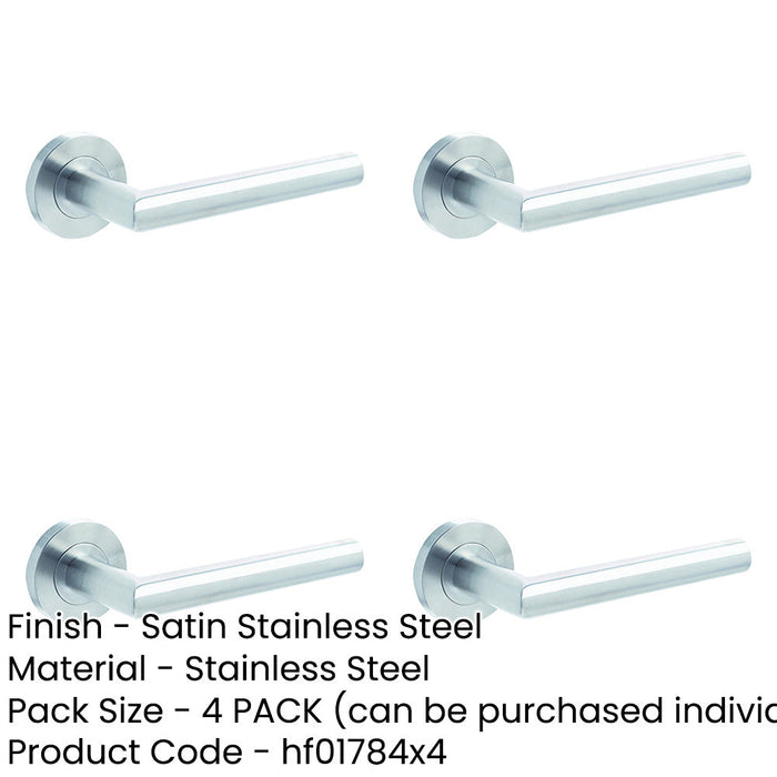 PACK Premium Satin Stainless Steel Door Handle Rose Residential Commercial Interior Handle-1