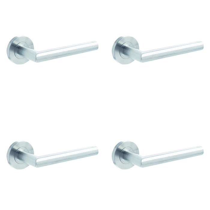 PACK Premium Satin Stainless Steel Door Handle Rose Residential Commercial Interior Handle